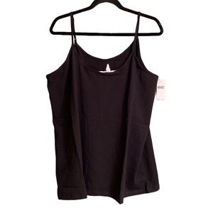 🖤 NWT MXM Black Cotton Camisole/Tank Top, Adjustable Straps Plus-Size 2X